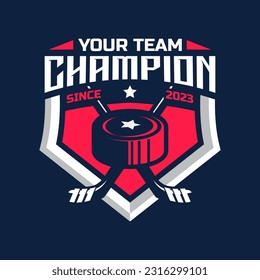 Hockey-Logo-Vektorgrafik, Emblem, Designvorlage. Hockey-Logo einzeln