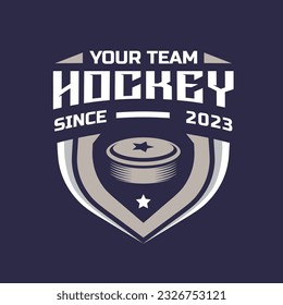 Hockey logo vector isolated. Hockey logo with shield background vector design