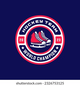 Hockey logo vector isolated. Hockey logo with shield background vector design