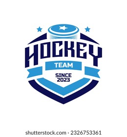 Hockey logo vector isolated. Hockey logo with shield background vector design