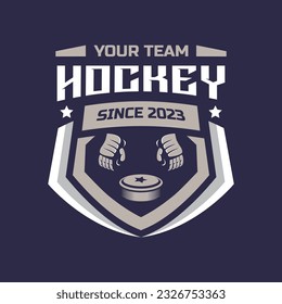Hockey logo vector isolated. Hockey logo with shield background vector design