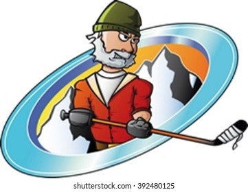 Hockey lumberjack player vector illustration.Good as illustration or team sport symbol.