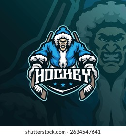 Hockey mascot logo with modern illustration concept style for badge, emblem and t shirt printing. Hockey illustration for sport team.