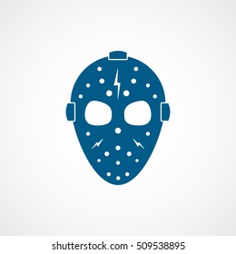 Hockey Mask Blue Flat Icon On White Background