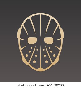 Hockey mask, gold on dark