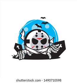 Hockey Mask Halloween Blue Moon  Vector