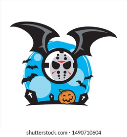 Hockey Mask Halloween Blue Moon  Vector
