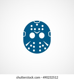 Hockey Mask Halloween Concept Blue Flat Icon On White Background