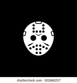 Hockey Mask Halloween Concept Flat Icon On Black Background