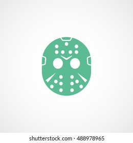 Hockey Mask Halloween Concept Green Flat Icon On White Background