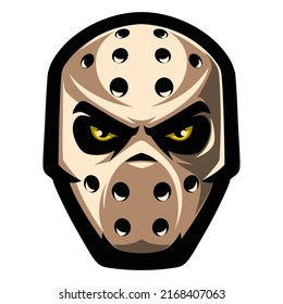 Hockey Mask Icon In Flat Style. Goalkeeper Helmet. Goalie Logo. Sports Equipment. Sport Games.