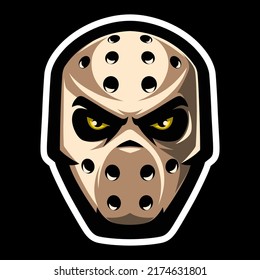 Hockey mask icon in flat style. Goalkeeper helmet. Goalie logo. Sports equipment. Sport games.