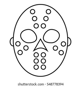 Hockey mask icon. Outline illustration of hockey mask vector icon for web