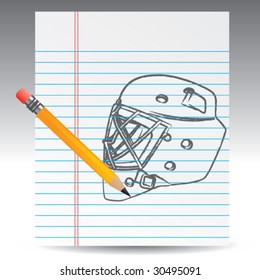 hockey mask on notebook paper