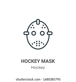 Hockey mask outline vector icon. Thin line black hockey mask icon, flat vector simple element illustration from editable hockey concept isolated stroke on white background
