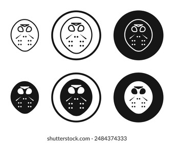 Hockey mask outlined icon vector collection.