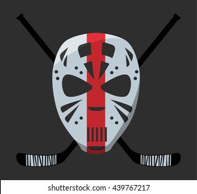 hockey mask with hockey stick cartoon illustration