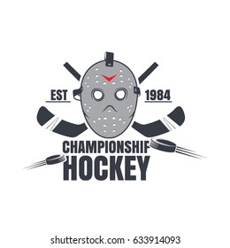 Hockey mask and stick logo illustration