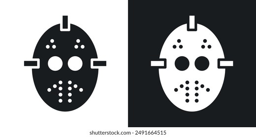 Hockeymasken-Vektorgrafik-Icon im soliden Stil gesetzt.
