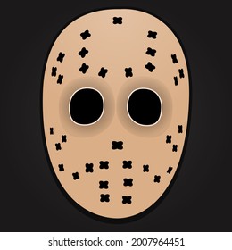 Hockey mask. Vector simple mask on black background.