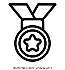 Hockey medal icon outline vector. Ice sport champion. Ice rink skating