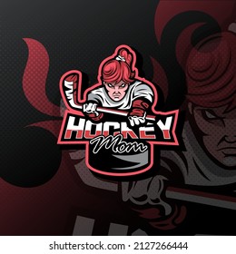 Hockey Mom logo for esport, sport, or game team mascot.