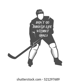 Hockey motivational quotes. Winter sports.Typographic Art for Poster Print Greeting Card T shirt apparel design, hand crafted illustration. Hockey is my therapy because I can hit people