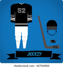 Hockey objects, Sport uniform, Vector illustration