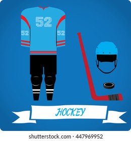 Hockey objects, Sport uniform, Vector illustration