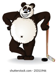 Hockey panda mascot - vector