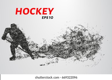 Hockey from the particles. Hockey breaks down into small molecules. Vector illustration