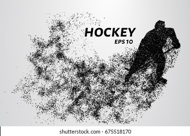 Hockey from the particles. Hockey breaks down into small molecules. Vector illustration.