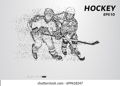 Hockey from the particles. Hockey breaks down into small molecules. Vector illustration.