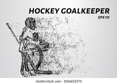 Hockey from the particles. The goalkeeper consists of circles and points. Vector illustration