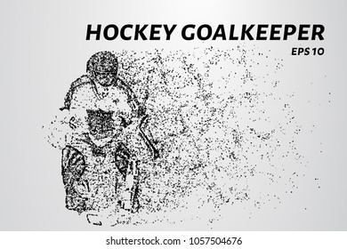 Hockey from the particles. The goalkeeper consists of circles and points. Vector illustration