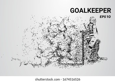 Hockey from the particles. The Goalkeeper consists of circles and dots. Hockey Goalkeeper crumbles into molecules.