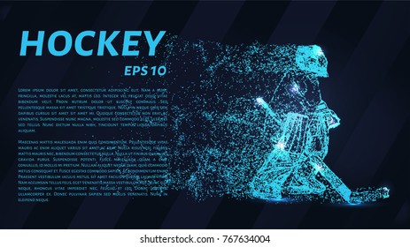 Hockey from the particles. The goalkeeper consists of circles and points. Vector illustration.