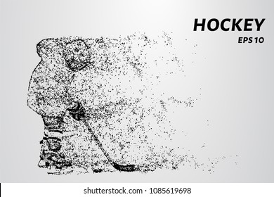 Hockey from the particles. Young hockey player in training