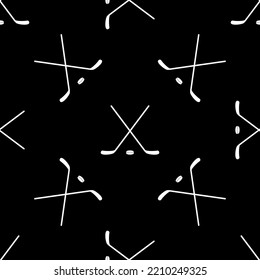 Hockey pattern seamless in simple style vector illustration on black