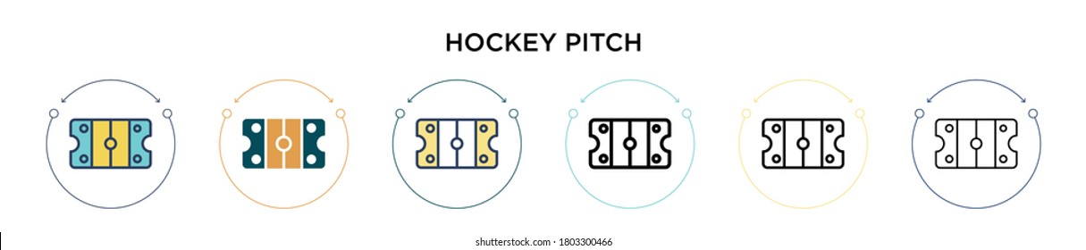 Hockey pitch icon in filled, thin line, outline and stroke style. Vector illustration of two colored and black hockey pitch vector icons designs can be used for mobile, ui, web