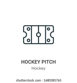 Hockey pitch outline vector icon. Thin line black hockey pitch icon, flat vector simple element illustration from editable hockey concept isolated stroke on white background