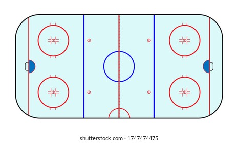 Hockey pitch. Vector illustration of a schematic illustration, flat style