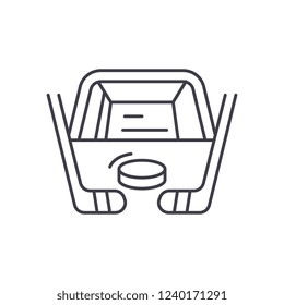 Hockey play line icon concept. Hockey play vector linear illustration, symbol, sign