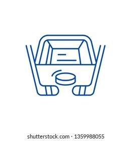 Hockey play line icon concept. Hockey play flat  vector symbol, sign, outline illustration.