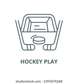 Hockey play vector line icon, linear concept, outline sign, symbol