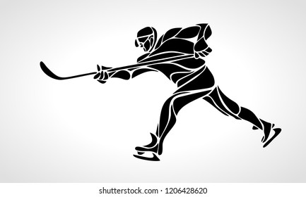 Hockey player abstract silhouette vector illustration eps8