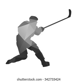 Hockey player. Abstract vector silhouette