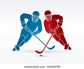 Hockey player action graphic vector