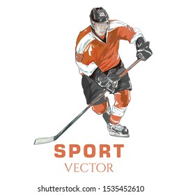 Hockey Player Art Vector Sport. Hockey Vector.