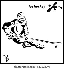 Hockey player in attack. Ice Hockey. Vector illustration